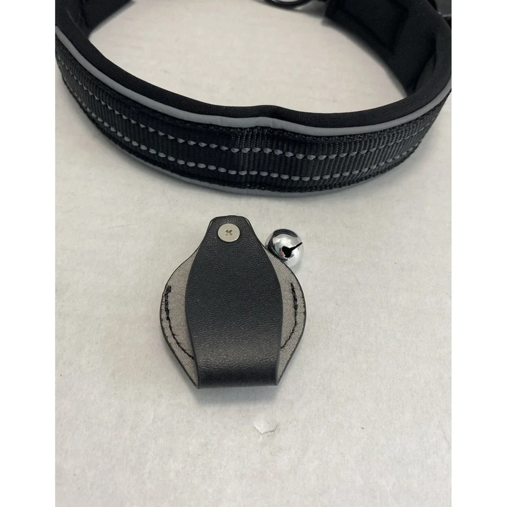 Apple Airtag Holder Reflective Dog Collar Comfortable for Dogs Large‎ -Black NWT
